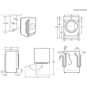 Iebūvējama veļas mazgājamā mašīna, AEG (8 kg)