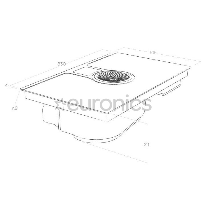 Elica NikolaTesla One, width 83 cm, frameless, black - Built-in Induction Hob with Cooker Hood