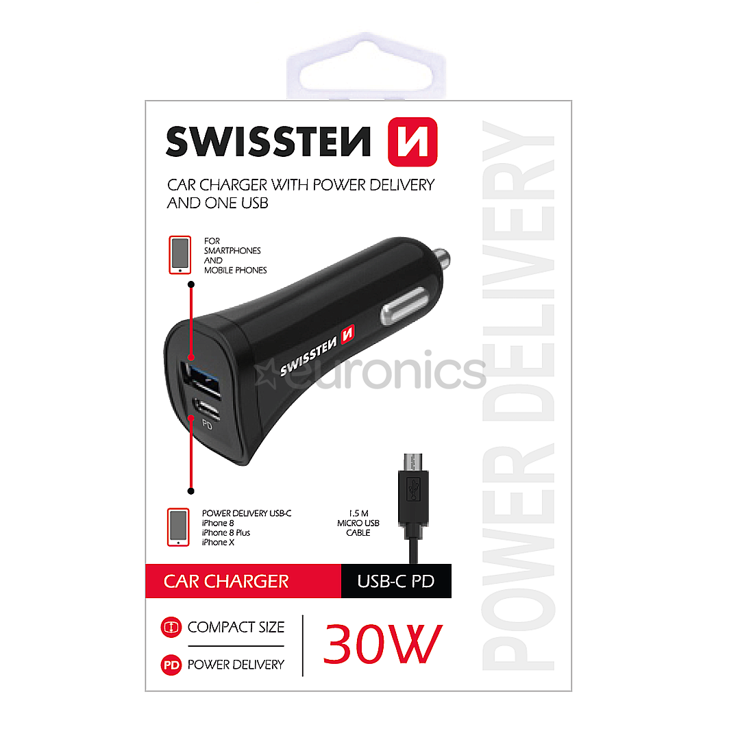 Auto lādētājs, Swissten / MicroUSB