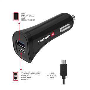 Автомобильное зарядное устройство, Swissten / MicroUSB