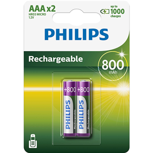 Philips, AAA, 2 шт. - Аккумуляторные батарейки