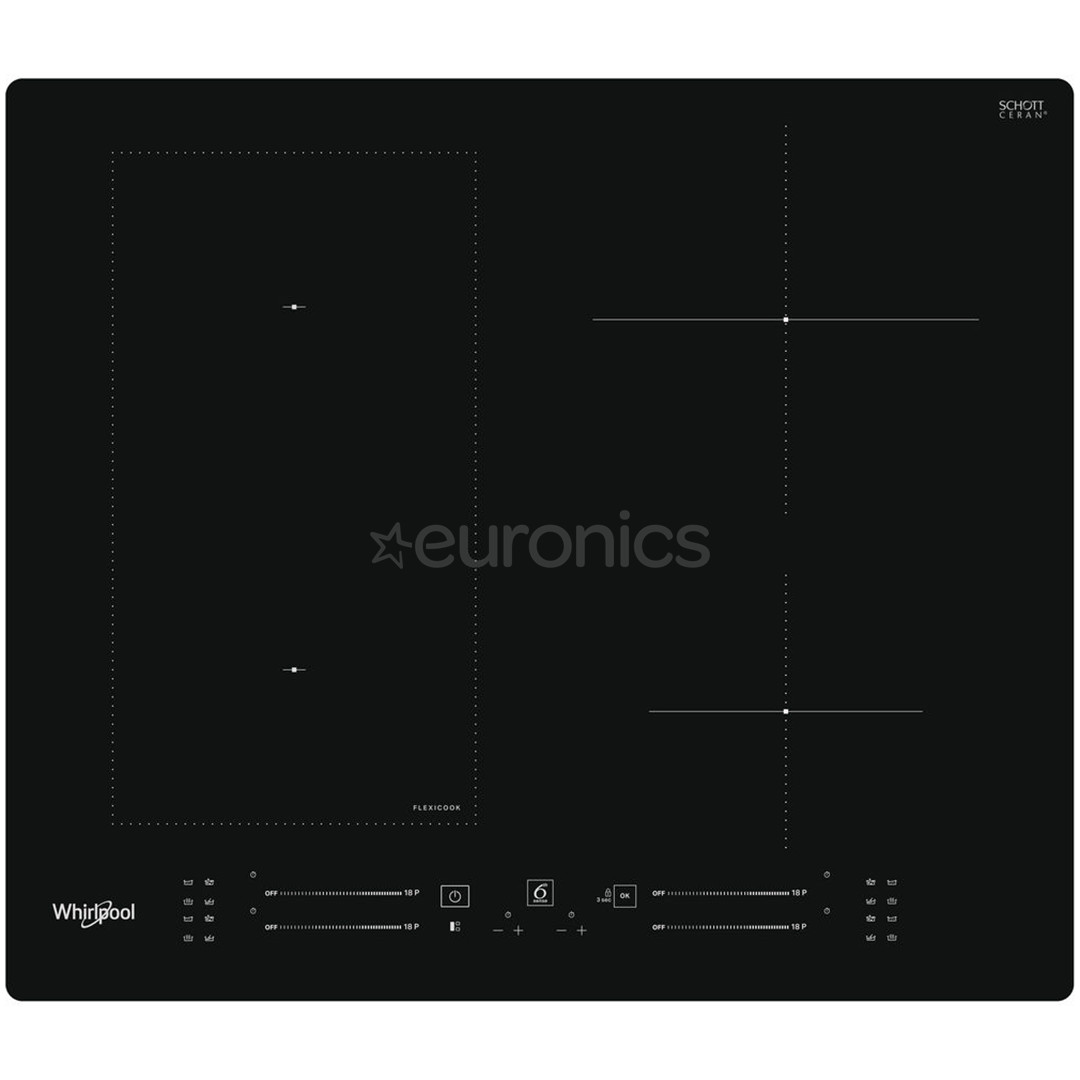 Whirlpool, platums 59 cm, melna - Iebūvējama indukcijas plīts virsma
