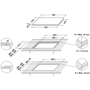 Whirlpool, width 59 cm, frameless, black - Built-in Induction Hob