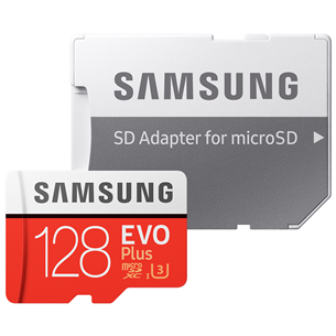 Atmiņas karte Micro SDXC EVO+, Samsung (128 GB) + adapteris