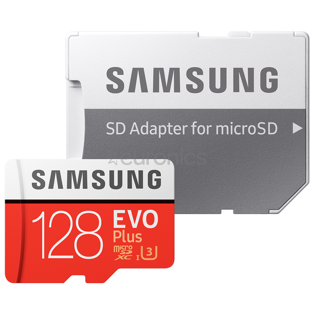 Atmiņas karte Micro SDXC EVO+, Samsung (128 GB) + adapteris