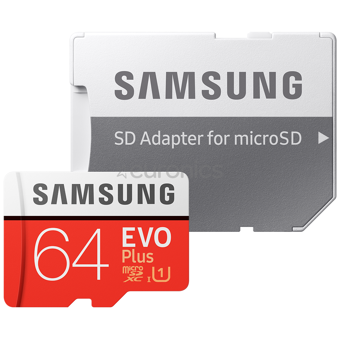Atmiņas karte Micro SDXC EVO+, Samsung (64 GB) + adapteris