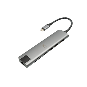 Адаптер USB-C / HDMI; 2x USB3.0; USB-C; SD card reader; Ethernet port, Xtorm