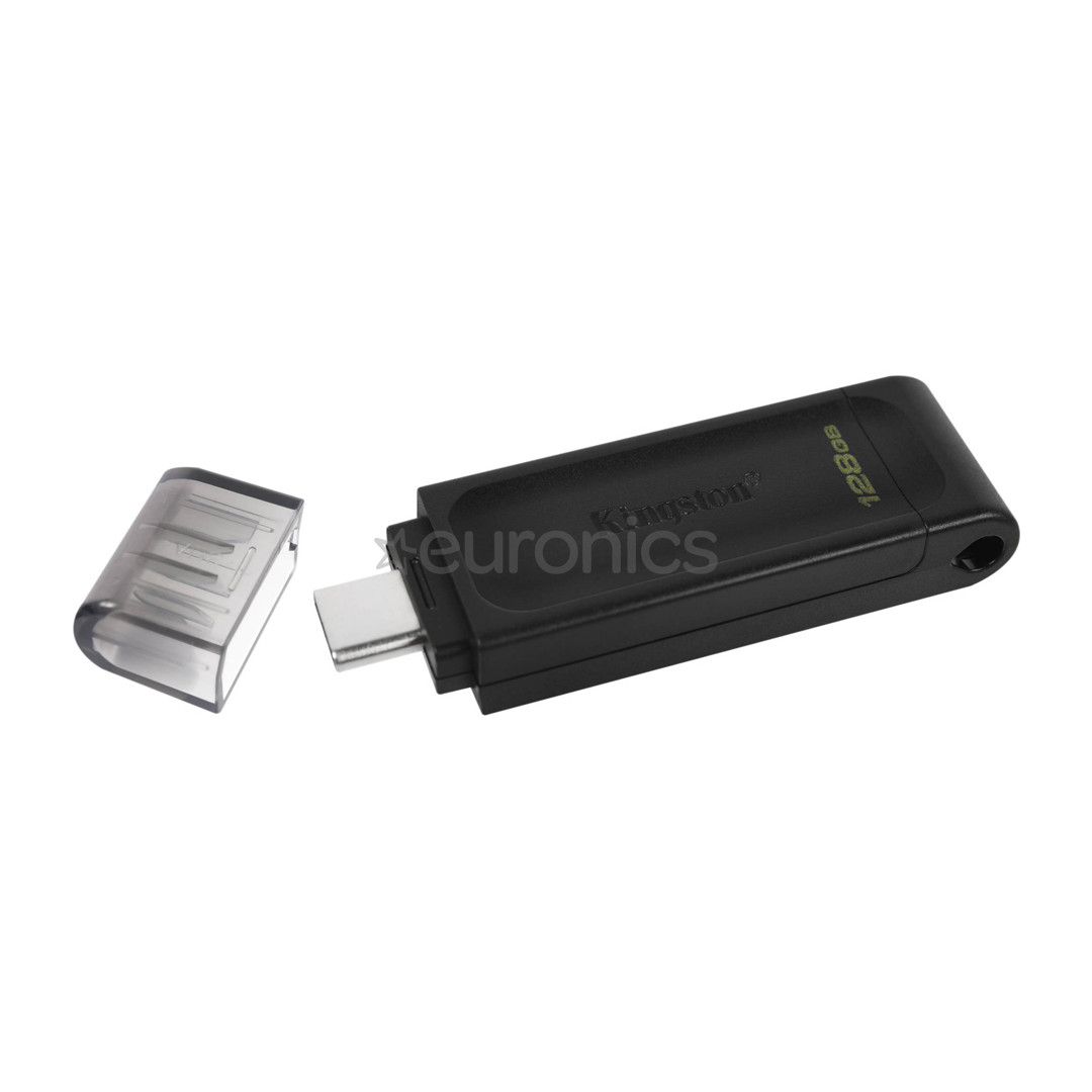 Kingston DataTraveler 70, USB-C, 128 GB, melna - USB zibatmiņa