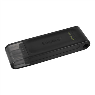 Kingston DataTraveler 70, USB-C, 64 GB, melna - USB zibatmiņa