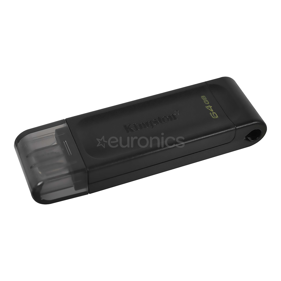 Kingston DataTraveler 70, USB-C, 64 GB, melna - USB zibatmiņa