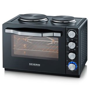 Severin, 30 L, 1500 W, black - Mini oven with two cooking plates TO2065