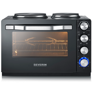 Severin, 30 L, 2500 W, black - Mini Oven with 2 Cooking Plates