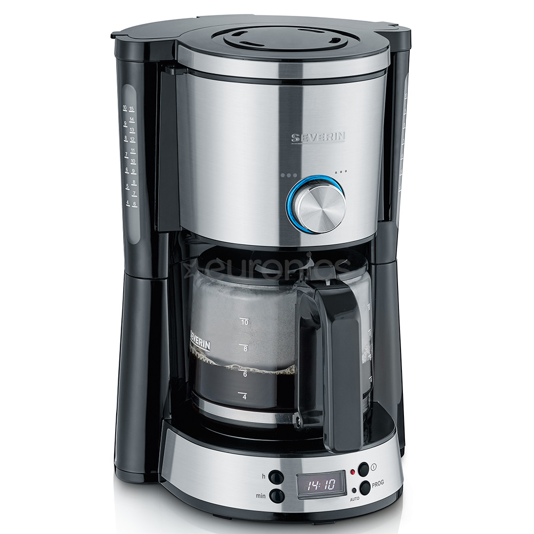 Severin, резервуар для воды 1,4 л, черный/нерж. сталь - КофеКапельная кофеварка арка с таймером