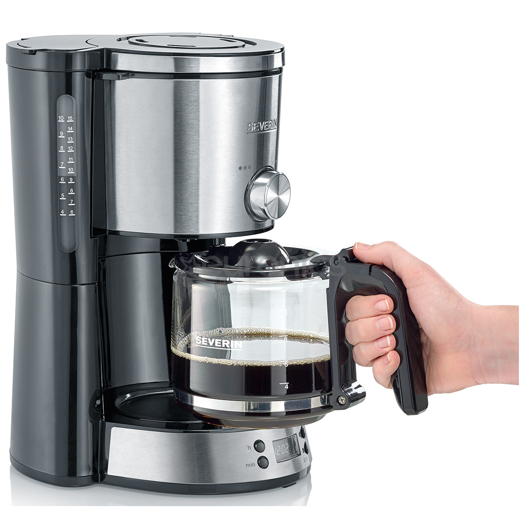 Severin, резервуар для воды 1,4 л, черный/нерж. сталь - КофеКапельная кофеварка арка с таймером