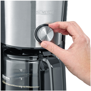 Severin TypeSwitch Timer, ūdens tvertne 1.4 L, melna/nerūsējošā tērauda - Kafijas automāts ar filtru