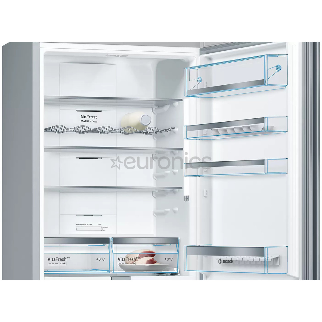 Bosch, NoFrost, augstums 203 cm, 438 L, nerūsējošā tērauda - Ledusskapis