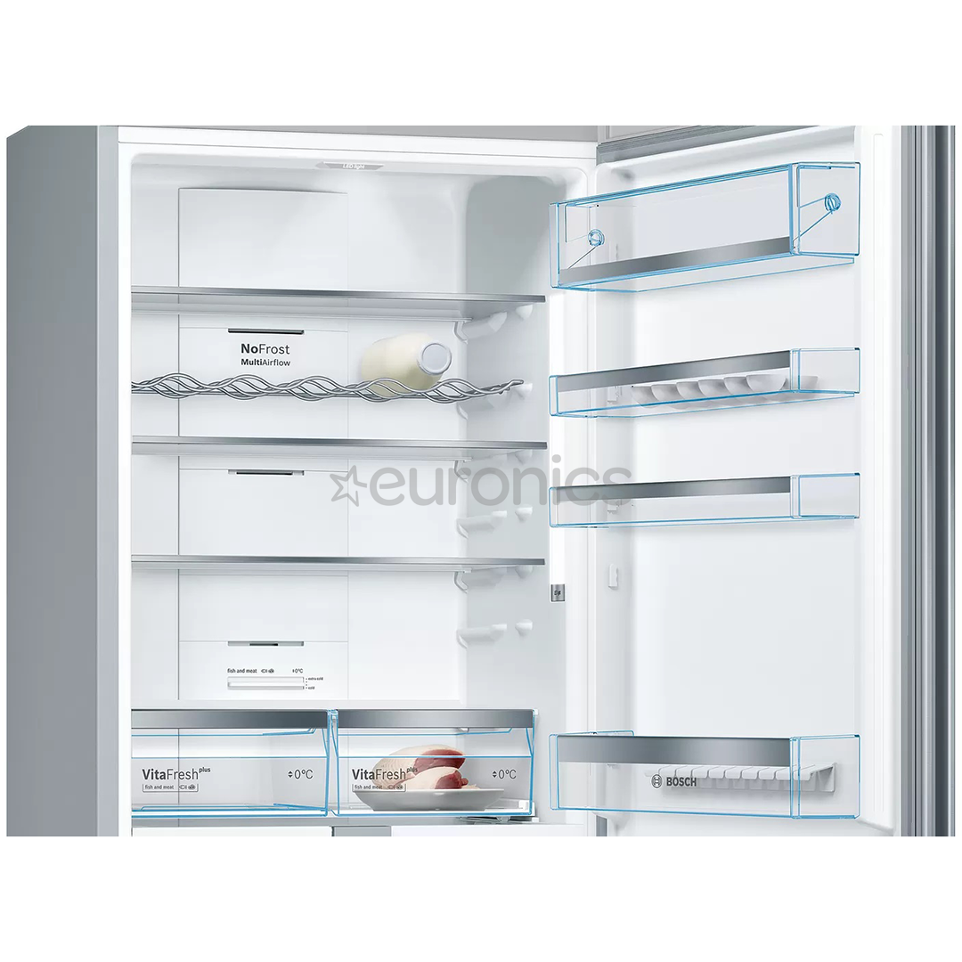 Bosch, NoFrost, augstums 203 cm, 438 L, nerūsējošā tērauda - Ledusskapis