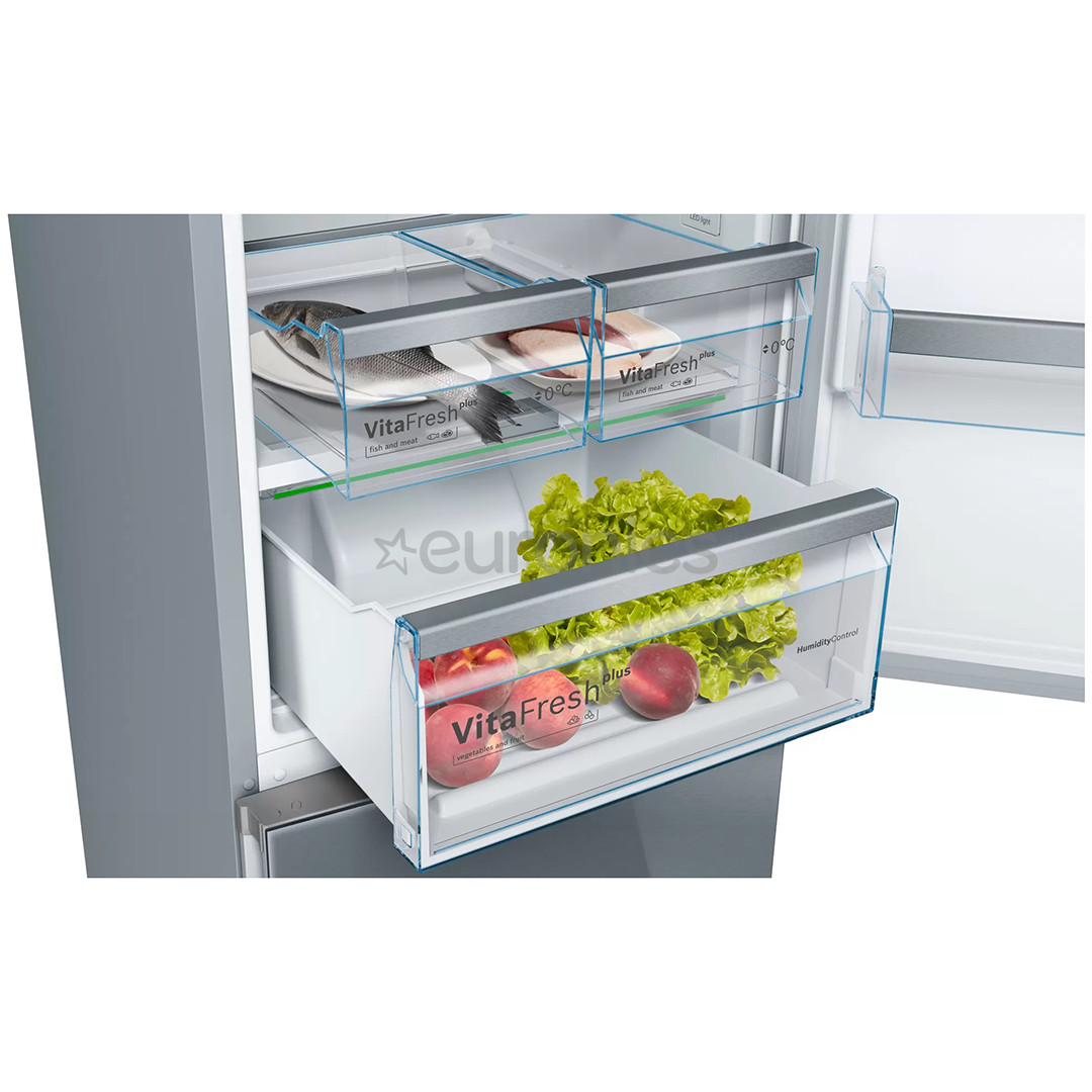 Bosch, NoFrost, augstums 203 cm, 438 L, nerūsējošā tērauda - Ledusskapis