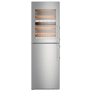 Liebherr, генератор льда, 48 бутылок, высота 185 см, нерж. сталь - Винный шкаф с морозилкой SWTNES4285-21