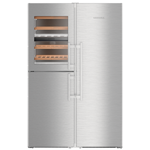 Liebherr, 371 л + 289 л, высота 185 см, нерж. сталь - SBS Холодильный шкаф, морозильник и винный шкаф SBSES8496-21