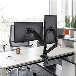 Deltaco Dual Gas Spring, 17"-32", 8 kg, 2 monitors, black - Monitor Desk Mount