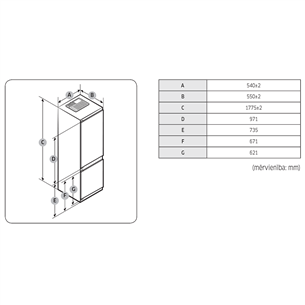 Built - in refrigerator, Samsung (178 cm)