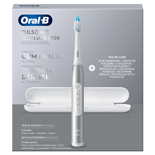 Braun Oral-B Pulsonic Slim Luxe 4500, ceļojumu futlāris, balta/sudraba- Elektriskā zobu birste