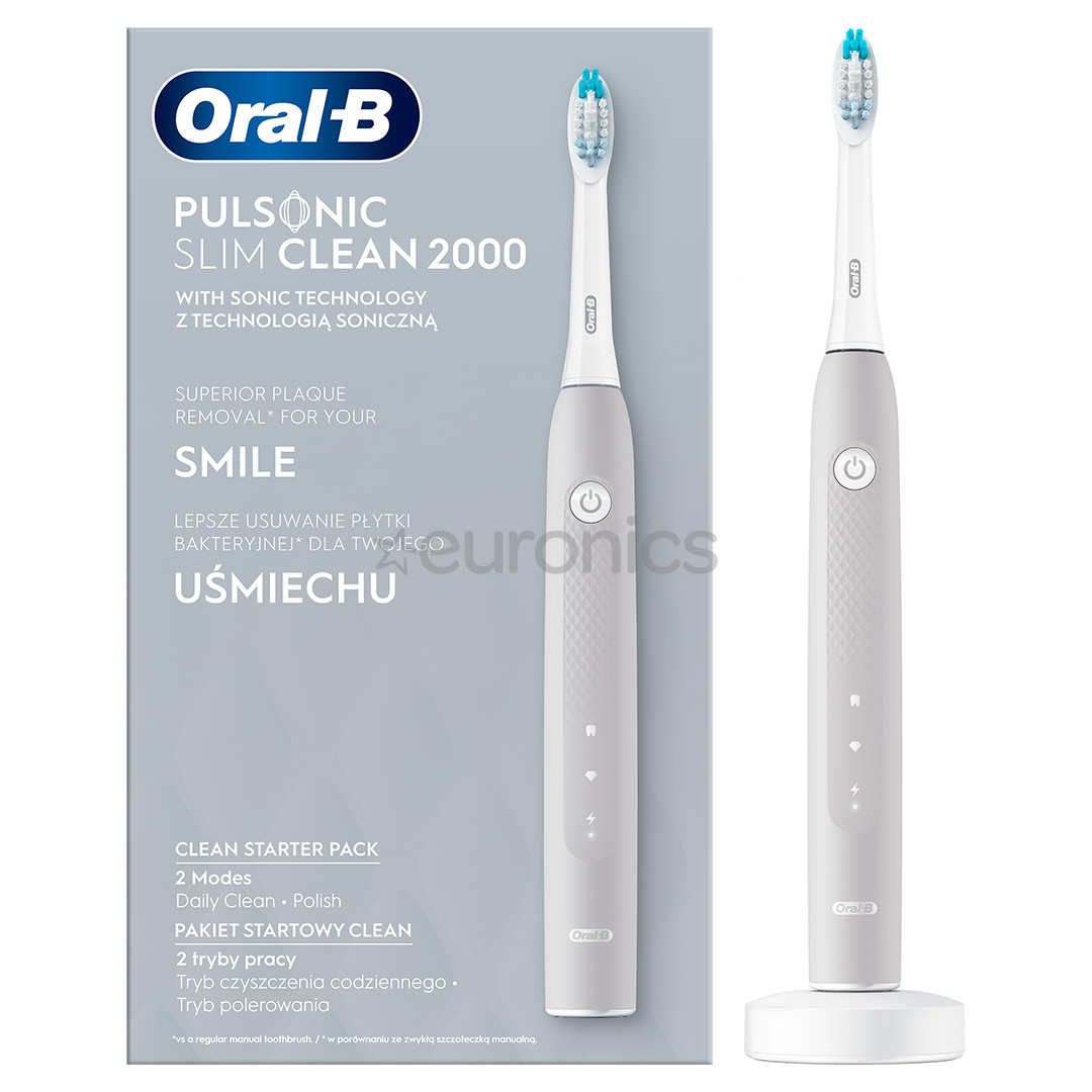 Braun Oral-B Pulsonic Slim Clean 2000, белый/серый - Электрическая зубная щетка