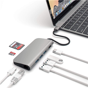 Satechi, Multi-port 4K un Ethernet, USB C, pelēka - Adapteris