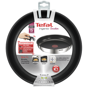 Tefal Ingenio Emotion, diametrs 28 cm, melna/nerūsējošā tērauda - Panna cepšanai