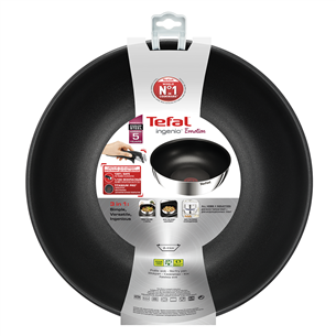 Tefal Ingenio Emotion, diametrs 26 cm, melna/nerūsējošā tērauda - Wok panna