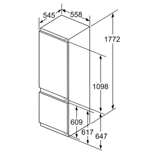 Bosch Serie 6, augstums 177 cm, 272 L - Iebūvējams ledusskapis