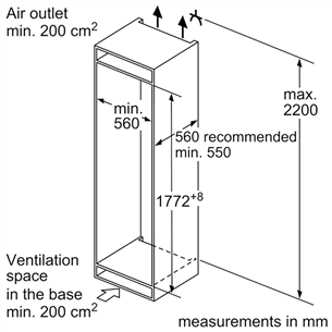 Bosch Serie 6, augstums 177 cm, 272 L - Iebūvējams ledusskapis