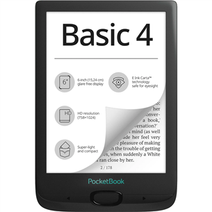 PocketBook Basic 4, 6" , 8 GB, black - E-reader