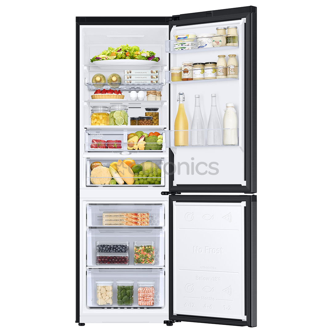 Samsung NoFrost, augstums 185.3 cm, 344 L, melna - Ledusskapis