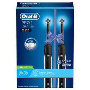 Braun Oral-B PRO1 790, 2 gab., balta/melna - Elektrisko zobu birstu komplekts