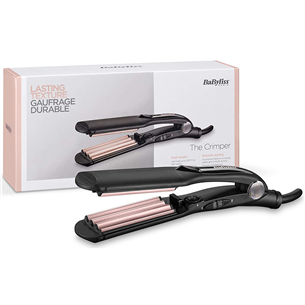 BaByliss, до 210°C, черный/розовый - Щипцы-гофре