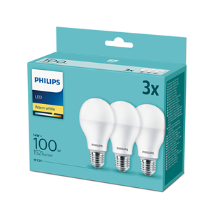 LED spuldze, Philips / E27, 100W, 3 gab
