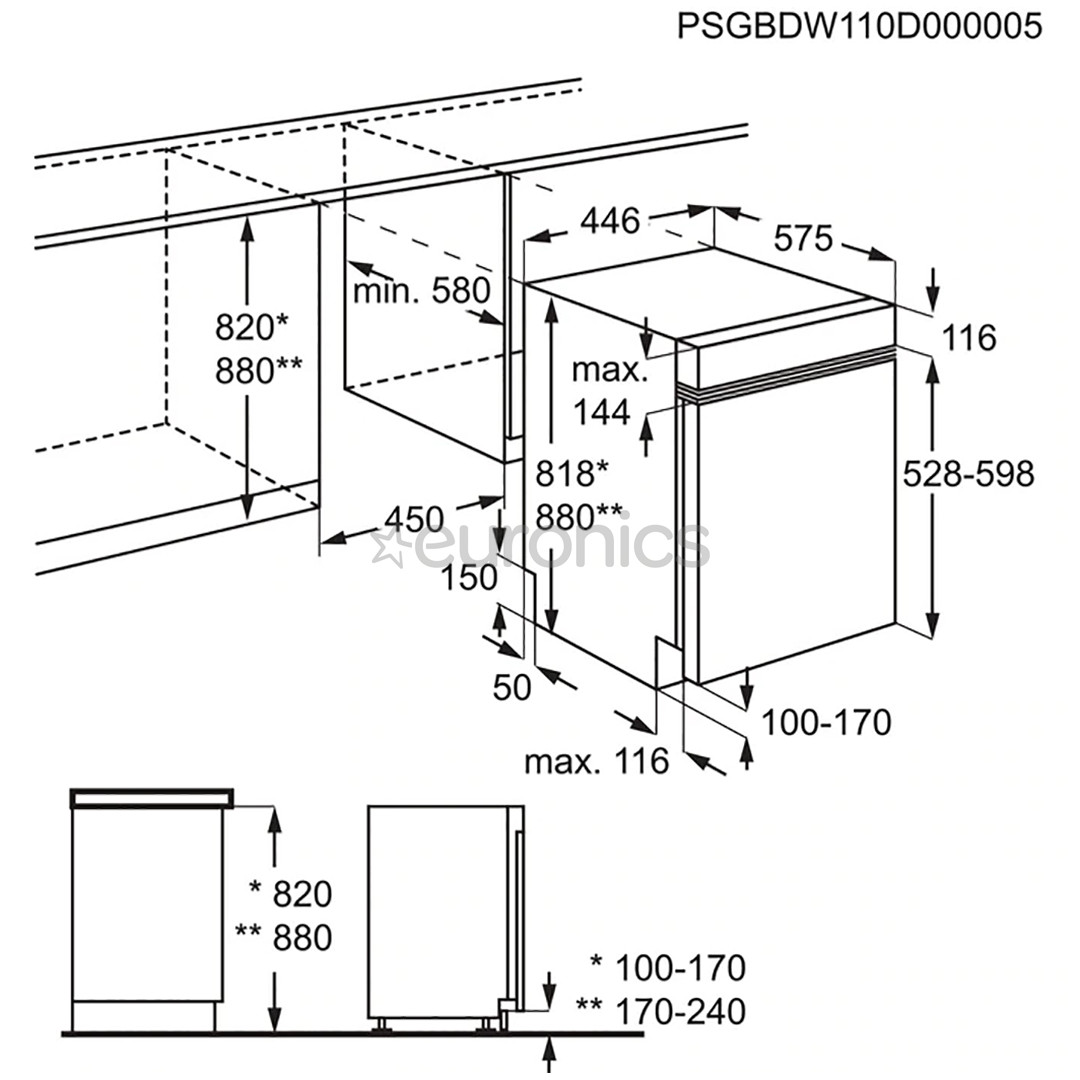 Electrolux 700 MaxiFlex, 10 komplekti, platums 44.6 cm – Iebūvējama trauku mazgājamā mašīna
