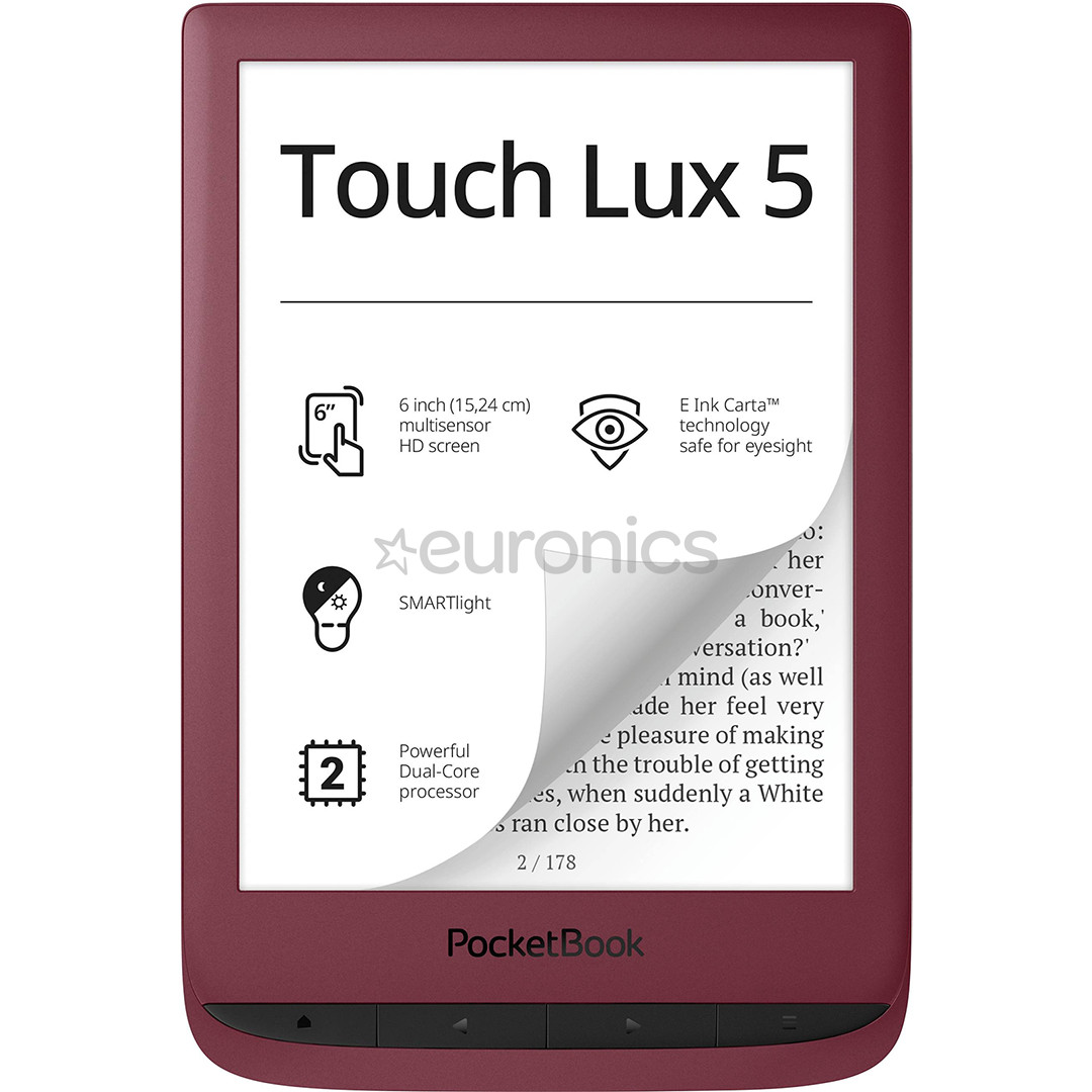 PocketBook Touch Lux 5, 6", 8 ГБ, красный - Электронная книга