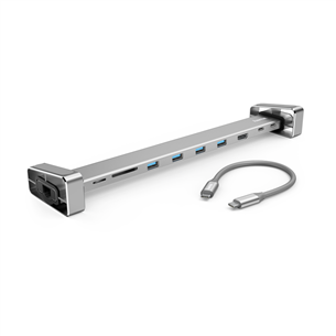 Hama Connect2Office Basic, USB-C, 9 porti, pelēka - Portatīvā datora dokstacija 00200103