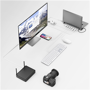 Hama Connect2Office Basic, USB-C, 9 porti, pelēka - Portatīvā datora dokstacija