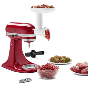 KitchenAid Artisan, 4.8 L, 300 W, sarkana - Mikseris + uzgaļi cepumu mīklai/maltai gaļai