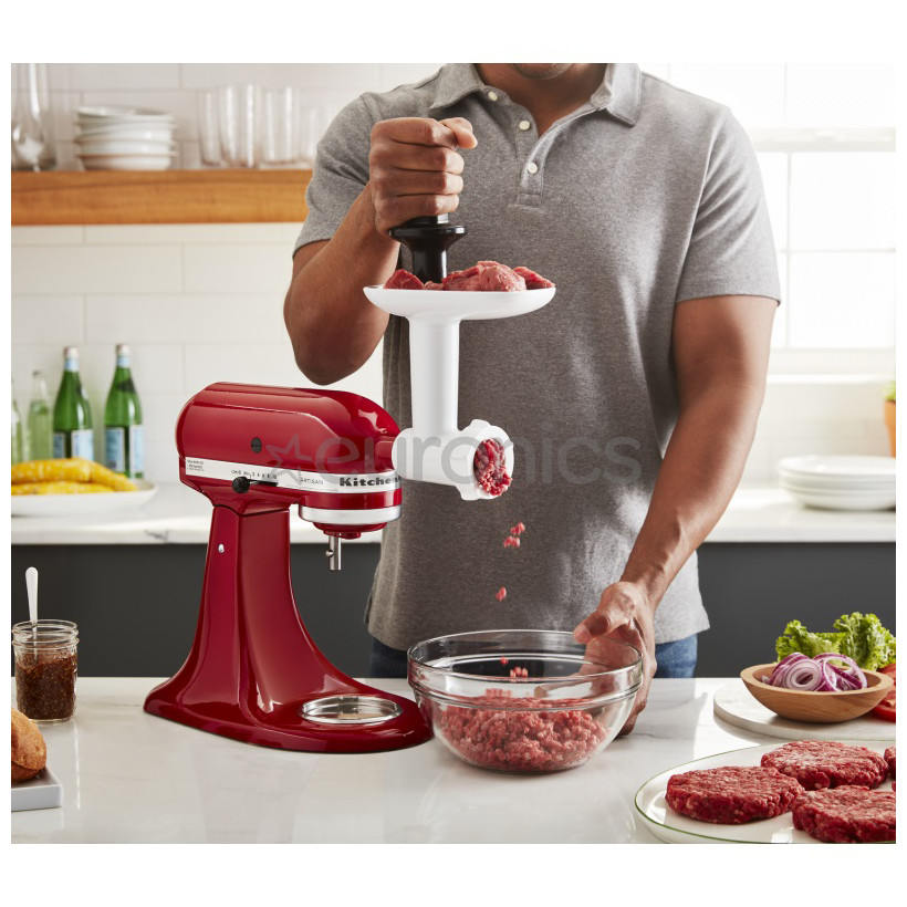 KitchenAid Artisan, 4.8 L, 300 W, sarkana - Mikseris + uzgaļi cepumu mīklai/maltai gaļai