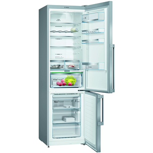 Bosch, NoFrost, 368 L,  height 203 cm, stainless steel - Refrigerator