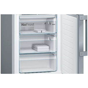 Bosch, NoFrost, 368 L,  height 203 cm, stainless steel - Refrigerator
