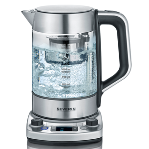 Severin, variable thermostat, 1.7 L, clear/silver - Kettle WK3422