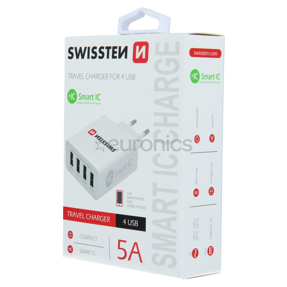 Зарядное устройство Smart IC USB, Swissten / 5A