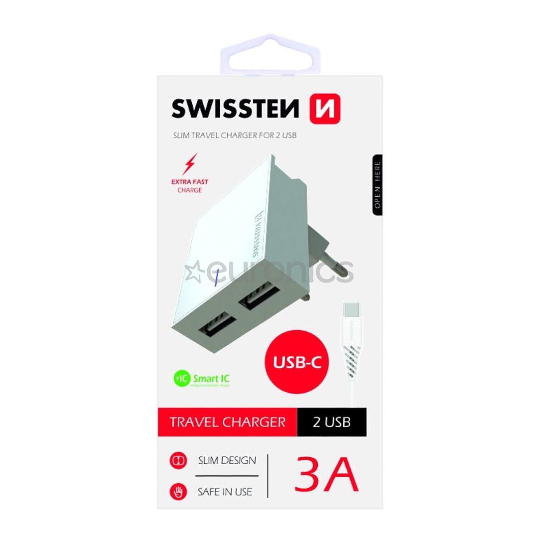 Зарядное устройство USB3A/15W USB-C, Swissten