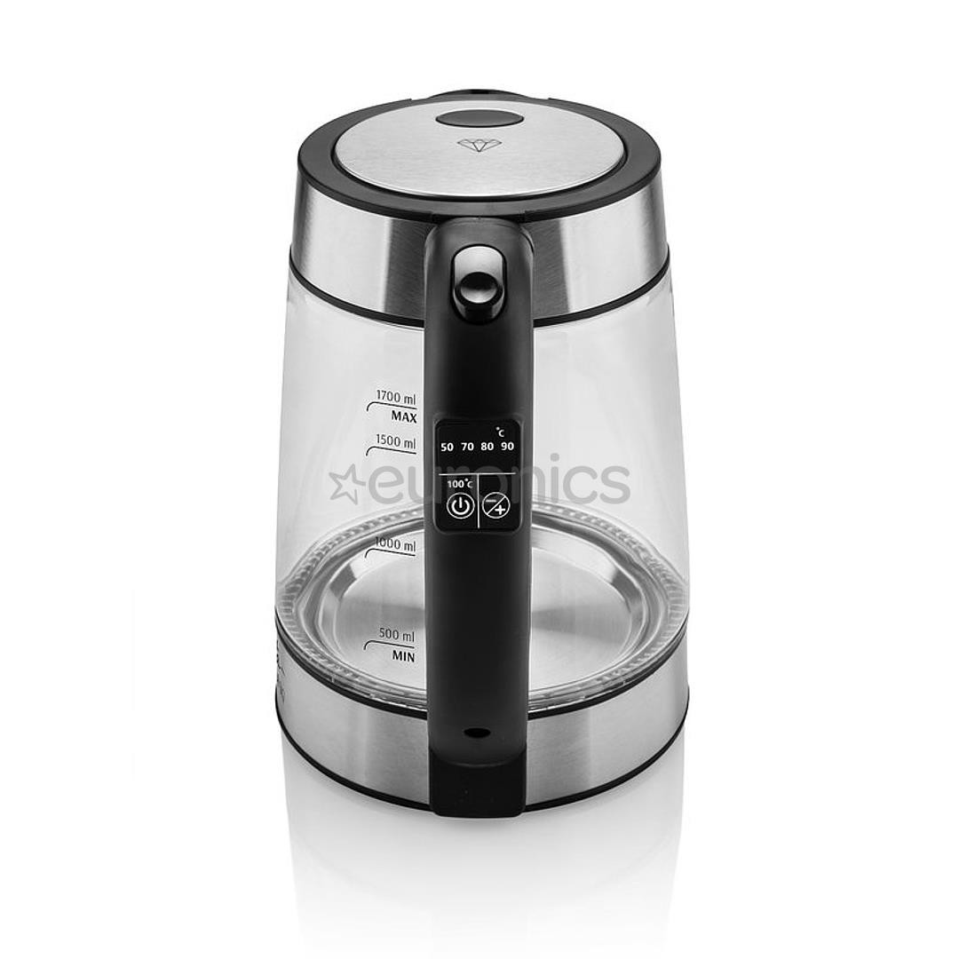 ETA Crystela Digi, temperatūras regulācija, 1.7 L, caurspīdīga/sudraba/melna - Tējkanna